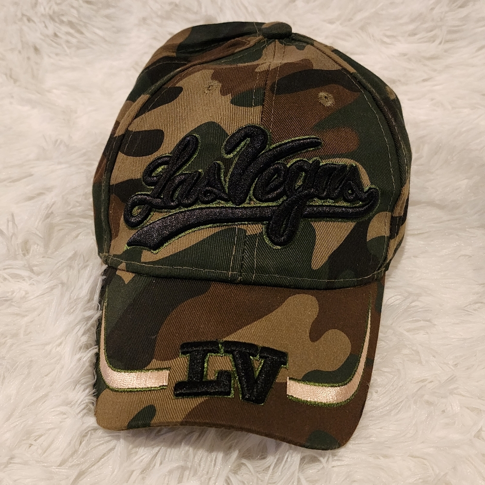 Las Vegas LV Camo Spell Out Script Hat/ NEW NO TAG